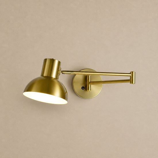 Adjustable Arm Reading Wall Lamp, L 14.6-Inch x H 5.9-Inch, Black & Gold for Bedroom & Living Room