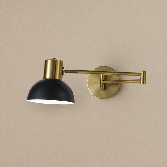 Adjustable Arm Reading Wall Lamp, L 14.6-Inch x H 5.9-Inch, Black & Gold for Bedroom & Living Room
