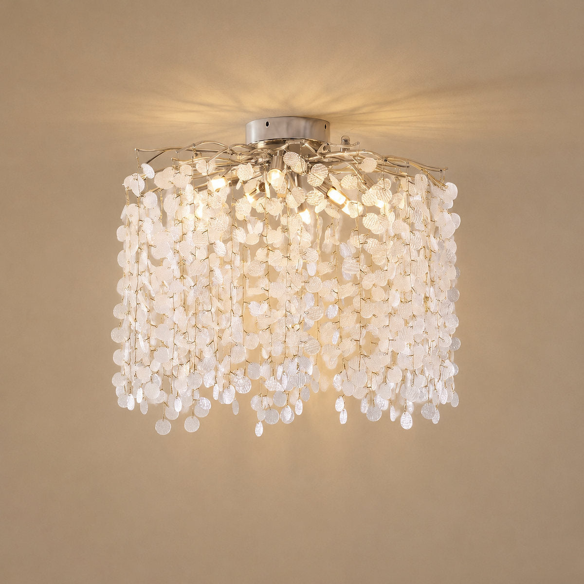 Frosted Glass Disc Branch Ceiling Lamp