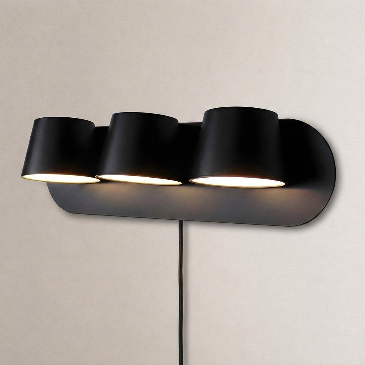 Angle Adjustable Plug-in Wall Lamp, 4.7~15-Inch x H 4.7~3.9-Inch, Black, Warm Light & US Plug for Bedroom & Living Room
