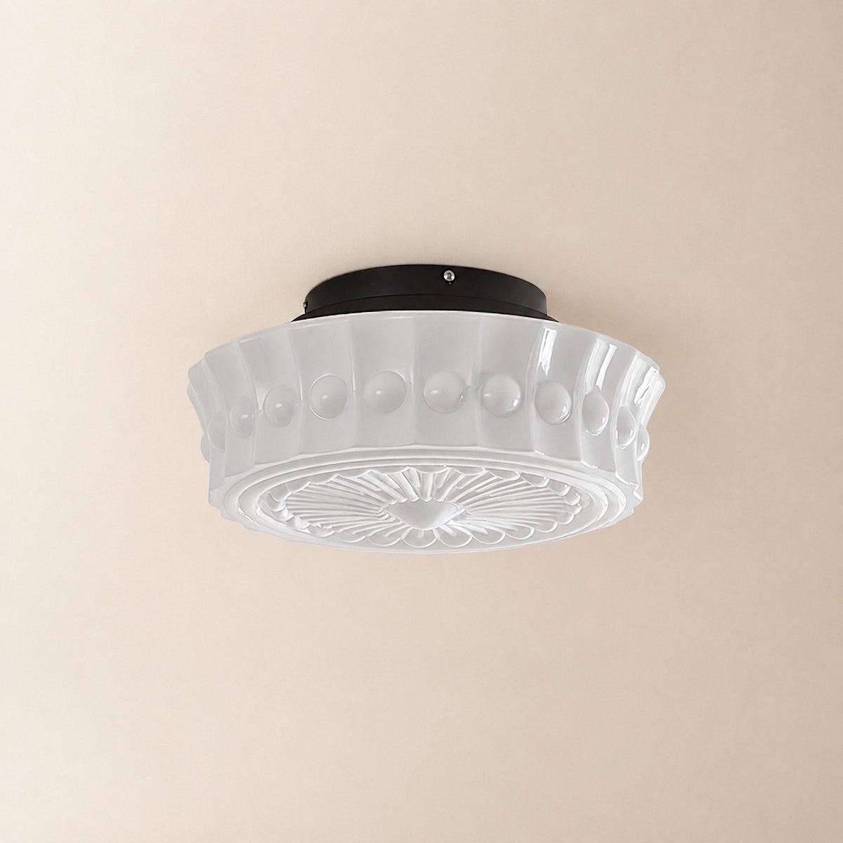 Charles Edwards Ceiling Light, 14.2~17.7-Inch x H 7.1~7.5-Inch, Black & Beige for Living Room