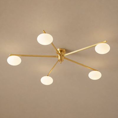 Low-Profile Multi-Arm Oval Glass Ceiling Lamp