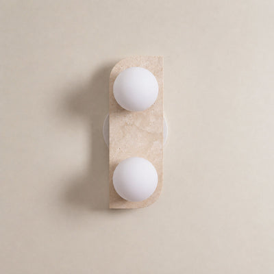 Elysian Travertine Wall Lamp, 3.9-Inch x H 7.1~18.9-Inch, Yellow Travertine & White for Living Room & Dining Room