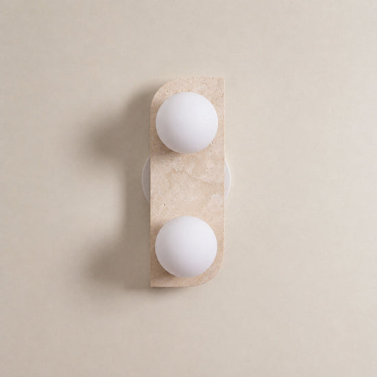 Elysian Travertine Wall Lamp, 3.9-Inch x H 7.1~18.9-Inch, Yellow Travertine & White for Living Room & Dining Room