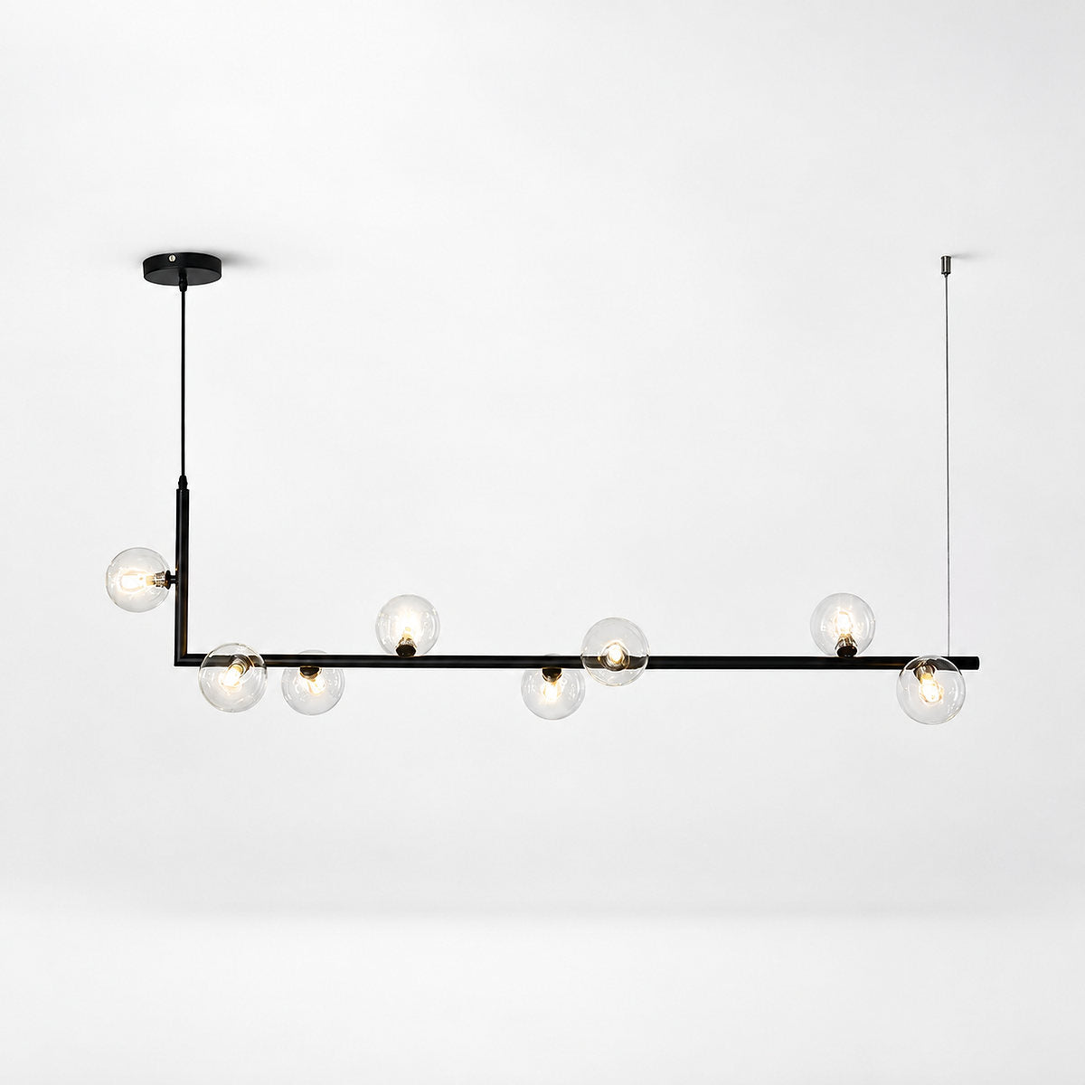 Geometric Linear Glass Sphere Chandelier