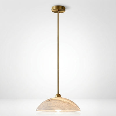 Alabaster Dome Pendant Light Brass & White for Dining Room & Living Room