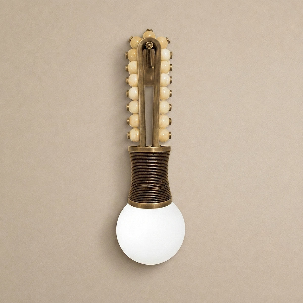 Ardora Wall Lamp, 5.5-Inch x H 24.4-Inch, Brass & Green for Living Room