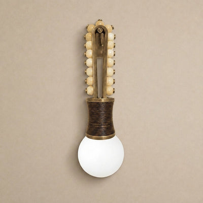 Ardora Wall Lamp, 5.5-Inch x H 24.4-Inch, Brass & Green for Living Room