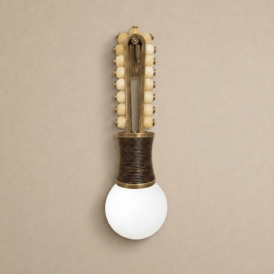 Ardora Wall Lamp, 5.5-Inch x H 24.4-Inch, Brass & Green for Living Room