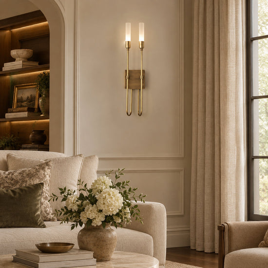 Double Arrow Wall Lamp, 3.9~5.5-Inch x H 23.6-Inch, Antique Brass (brass) for Living Room