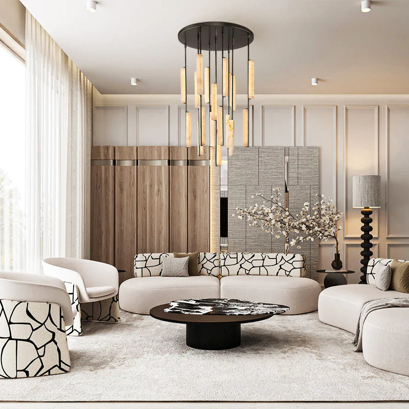 Aedubon Alabaster Round Chandelier