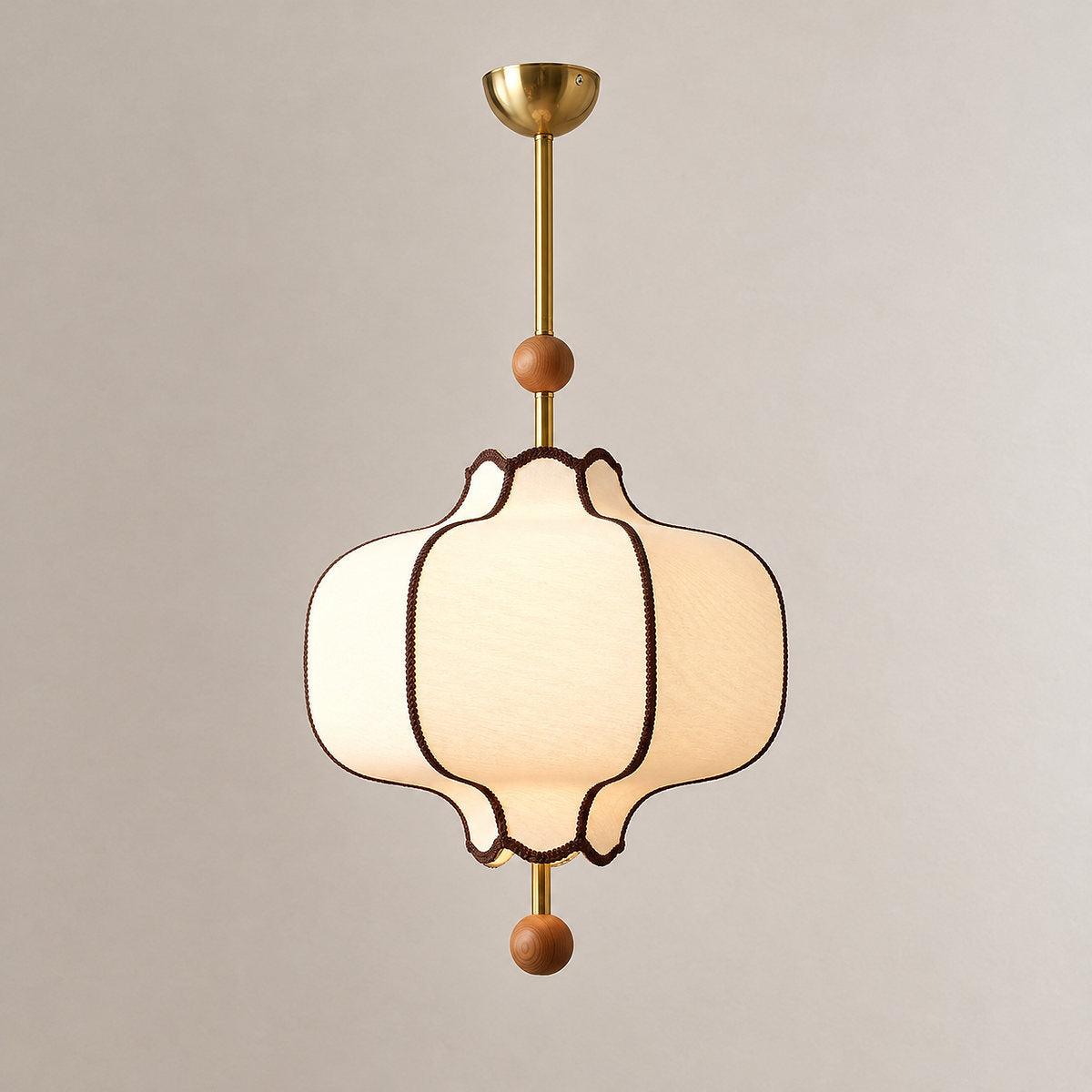 Tricolordeer Curved Metal and Wood Pendant Light