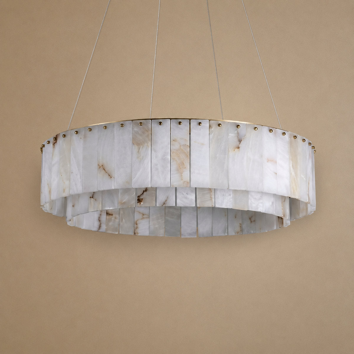 Tricolordeer Eight-Light Marble Drum Chandelier