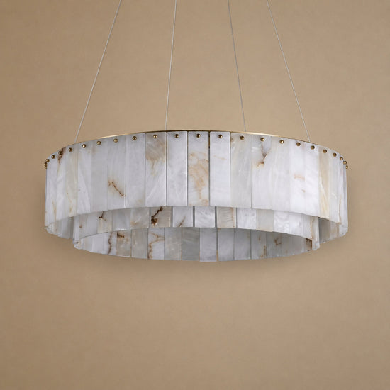 Tricolordeer Eight-Light Marble Drum Chandelier