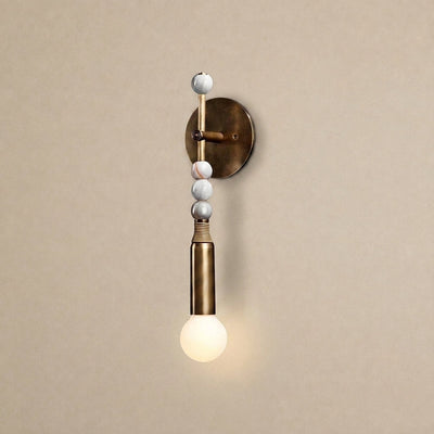 Toam Wall Lamp, 5.9-Inch, Antique Brass & Green Marble for Living Room