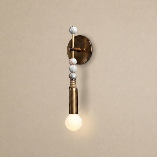 Toam Wall Lamp, 5.9-Inch, Antique Brass & Green Marble for Living Room