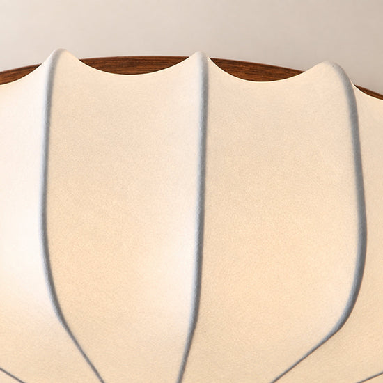 Solenne Blossom Ceiling Light, 15.7-Inch, Walnut & White, Warm Light for Living Room