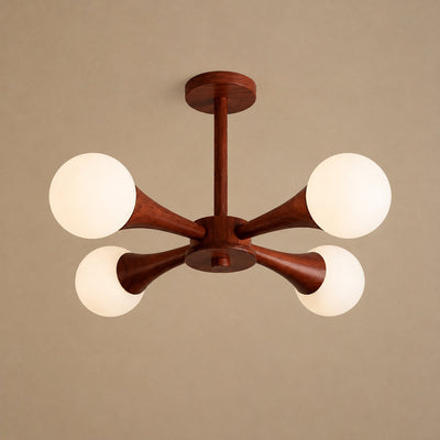 Tricolordeer Solid Wood & Opal Glass Chandelier