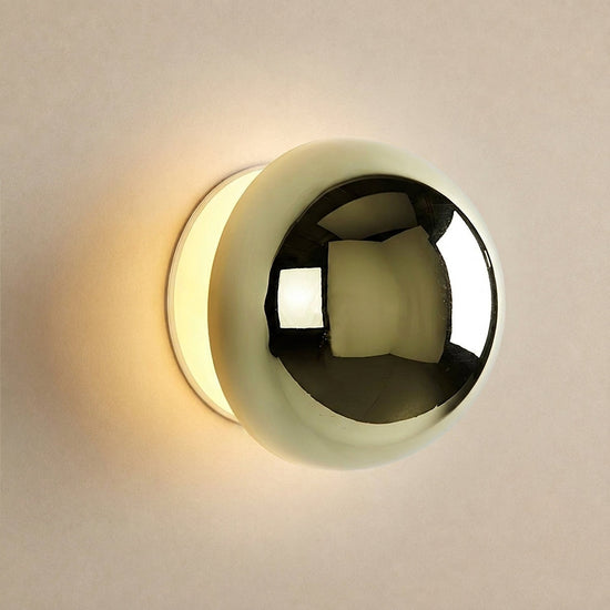 Aurum Sphere Wall Lamp, 6.3-Inch x H 3.9-Inch, Chrome, Warm Light for Living Room & Dining Room