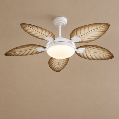 LED Ceiling Fan with Walnut Leaf Blades