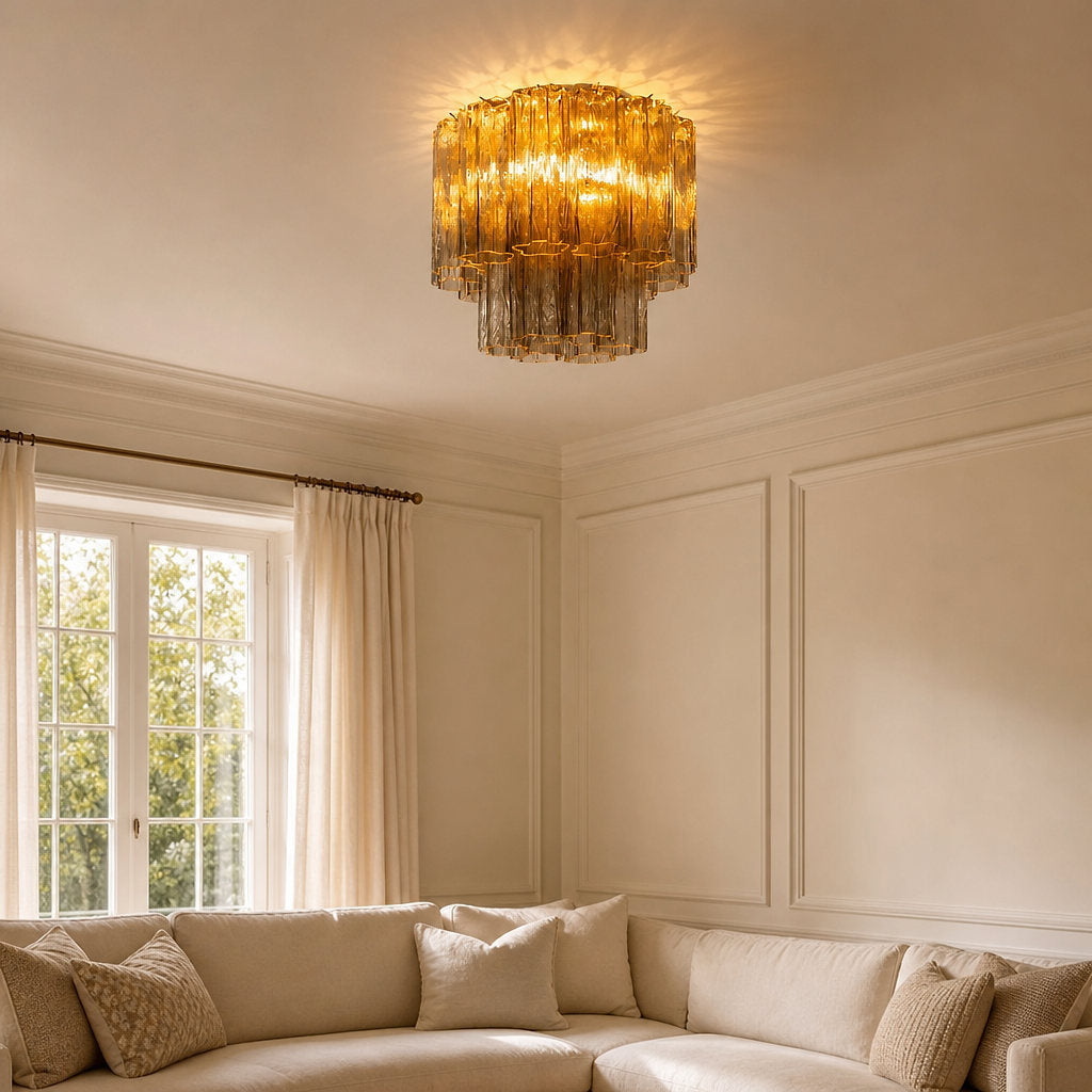 Radial Starburst Glass Ceiling Lamp