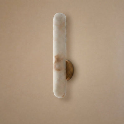 Alabaster Rod Wall Lamp, 1.9-Inch x H 15.7~23.6-Inch, Brass & White, Warm Light for Living Room & Dining Room