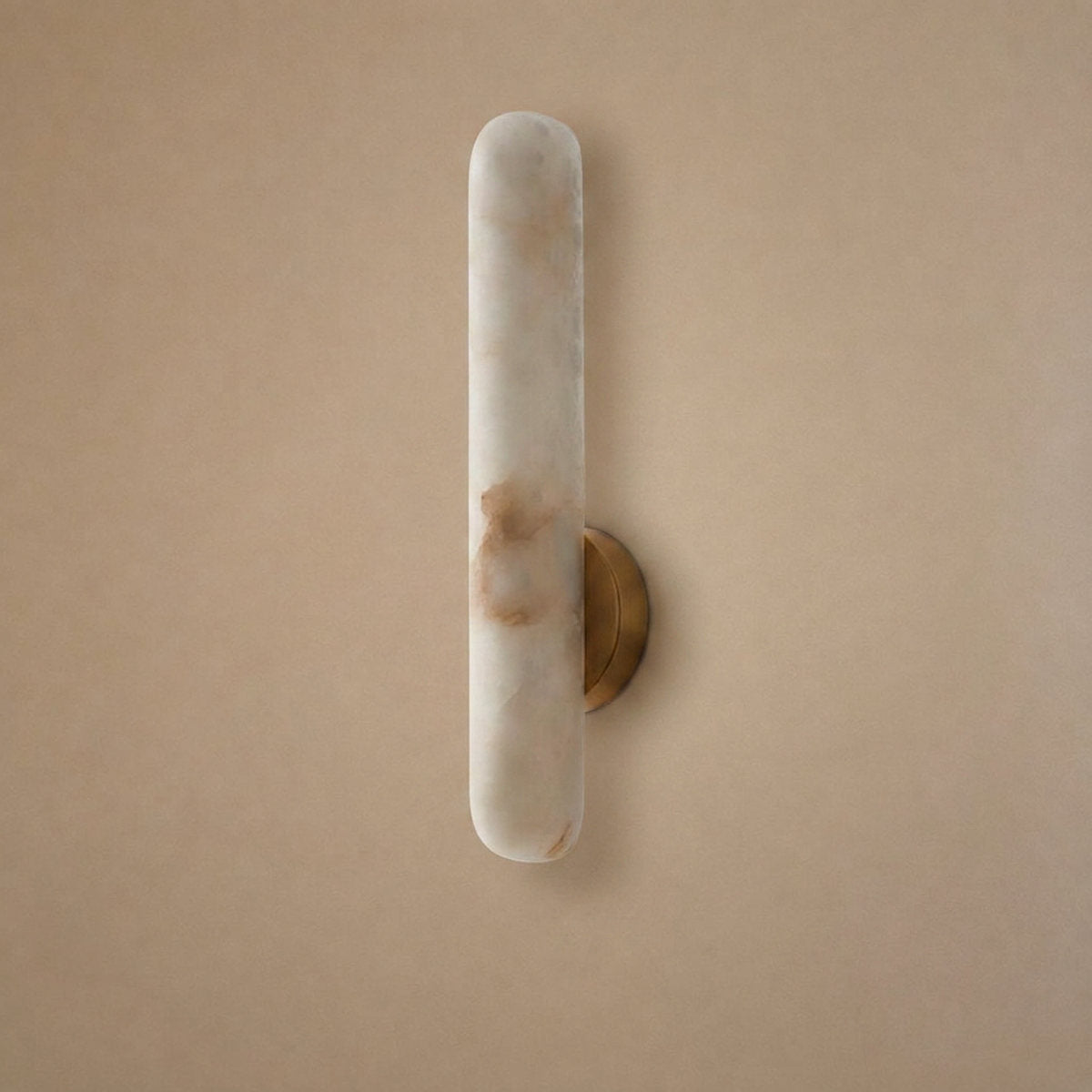 Alabaster Rod Wall Lamp, 1.9-Inch x H 15.7~23.6-Inch, Brass & White, Warm Light for Living Room & Dining Room