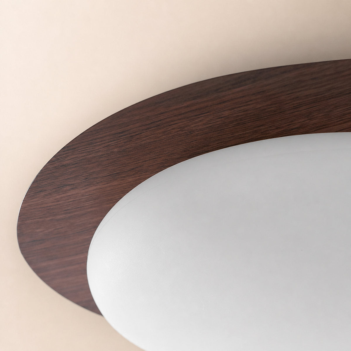 Pebble Metal Ceiling Light, 11.8~22.8-Inch x H 3.1-Inch, Artistic Walnut Grain Effect, Triac Warm Dimming for Living Room