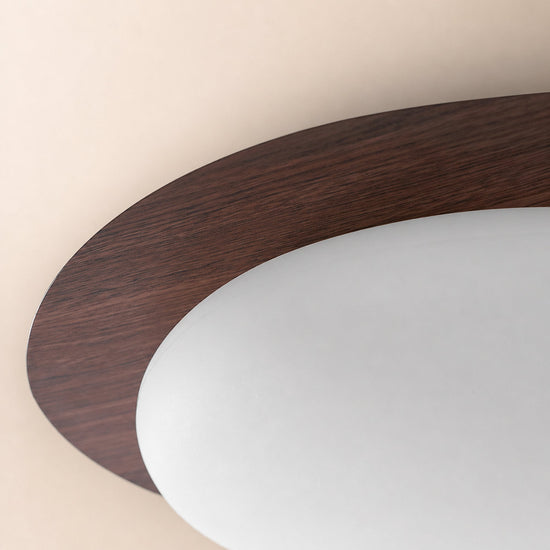 Pebble Metal Ceiling Light, 11.8~22.8-Inch x H 3.1-Inch, Artistic Walnut Grain Effect, Triac Warm Dimming for Living Room
