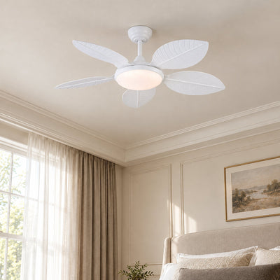 Tricolordeer Carved Palm-Leaf Dome Light Ceiling Fan