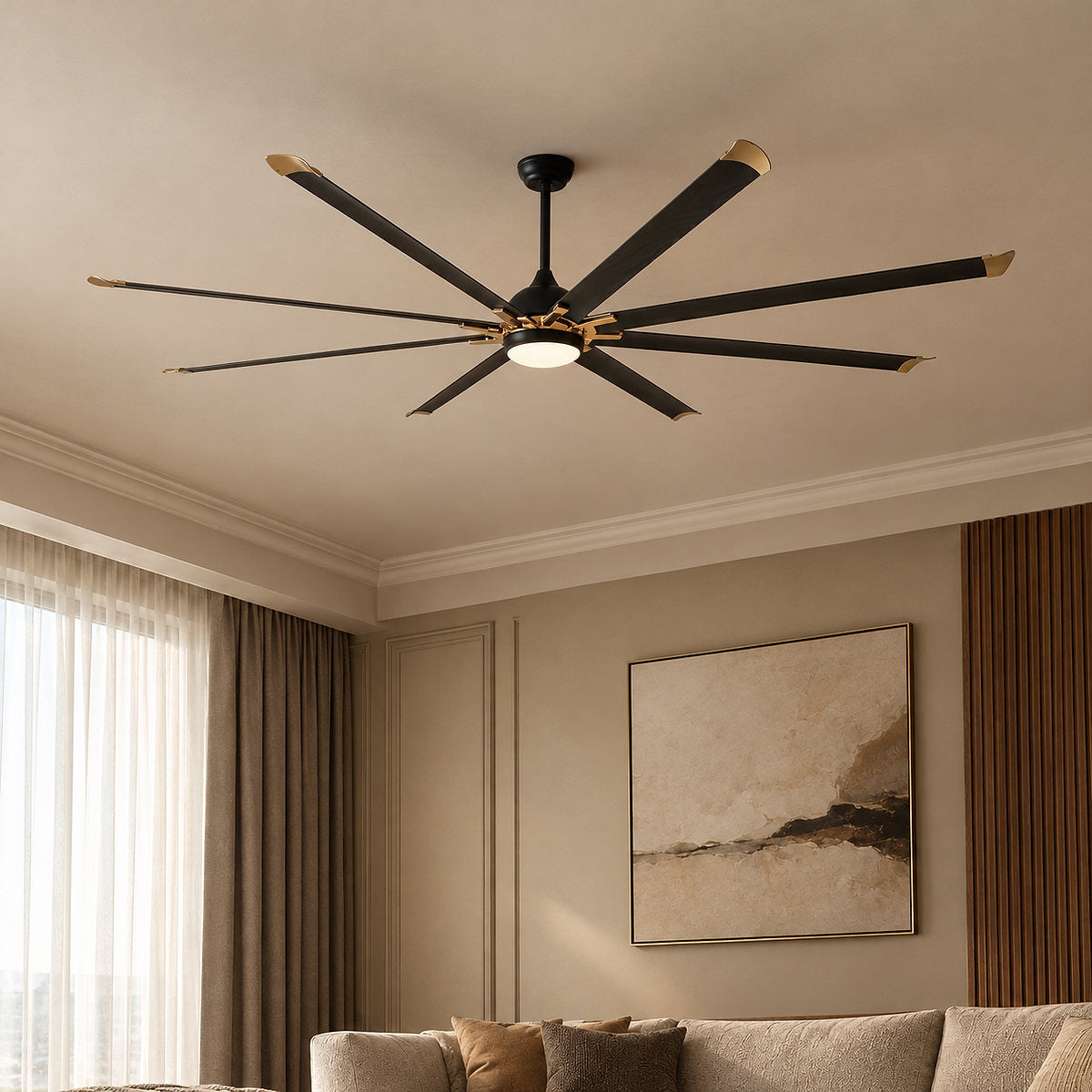 Tricolordeer Contemporary Metal Eight-Blade LED Disc Ceiling Fan
