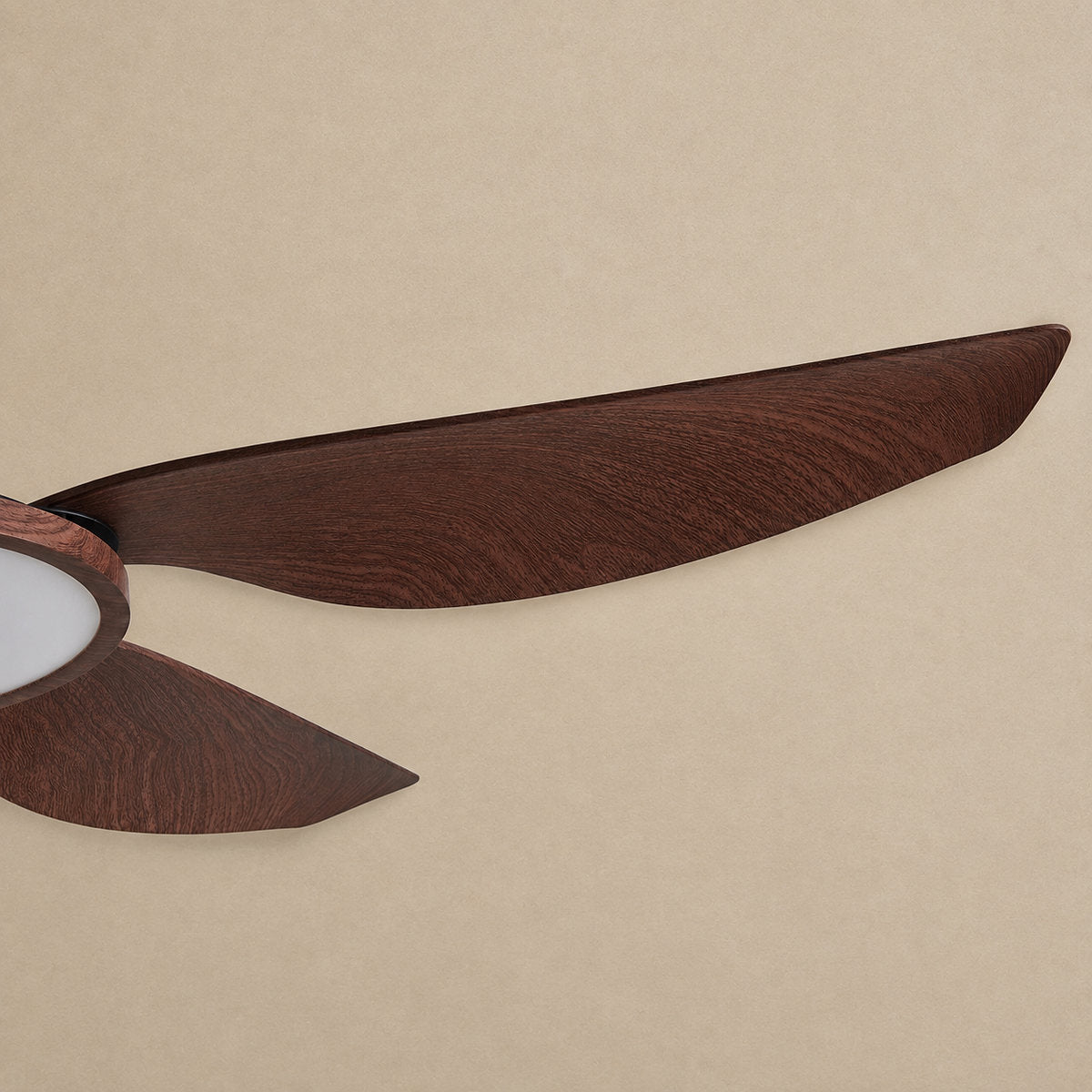Sirocco Breeze Ceiling Fan Light, 42~48-Inch x H 13.8-Inch, Walnut Grain & Gold & White, Three-Color Light for Living Room