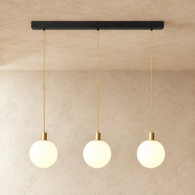 Minimalist Spherical Glass Brass Pendant Light