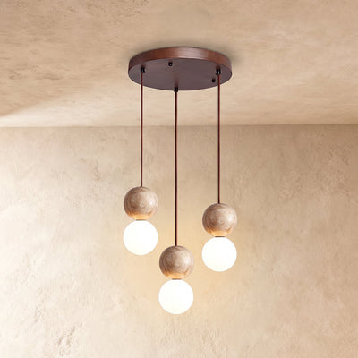 Camille Travertine Pendant Light,1 Light-11 Lights Yellow Travertine & White for Dining Room & Living Room