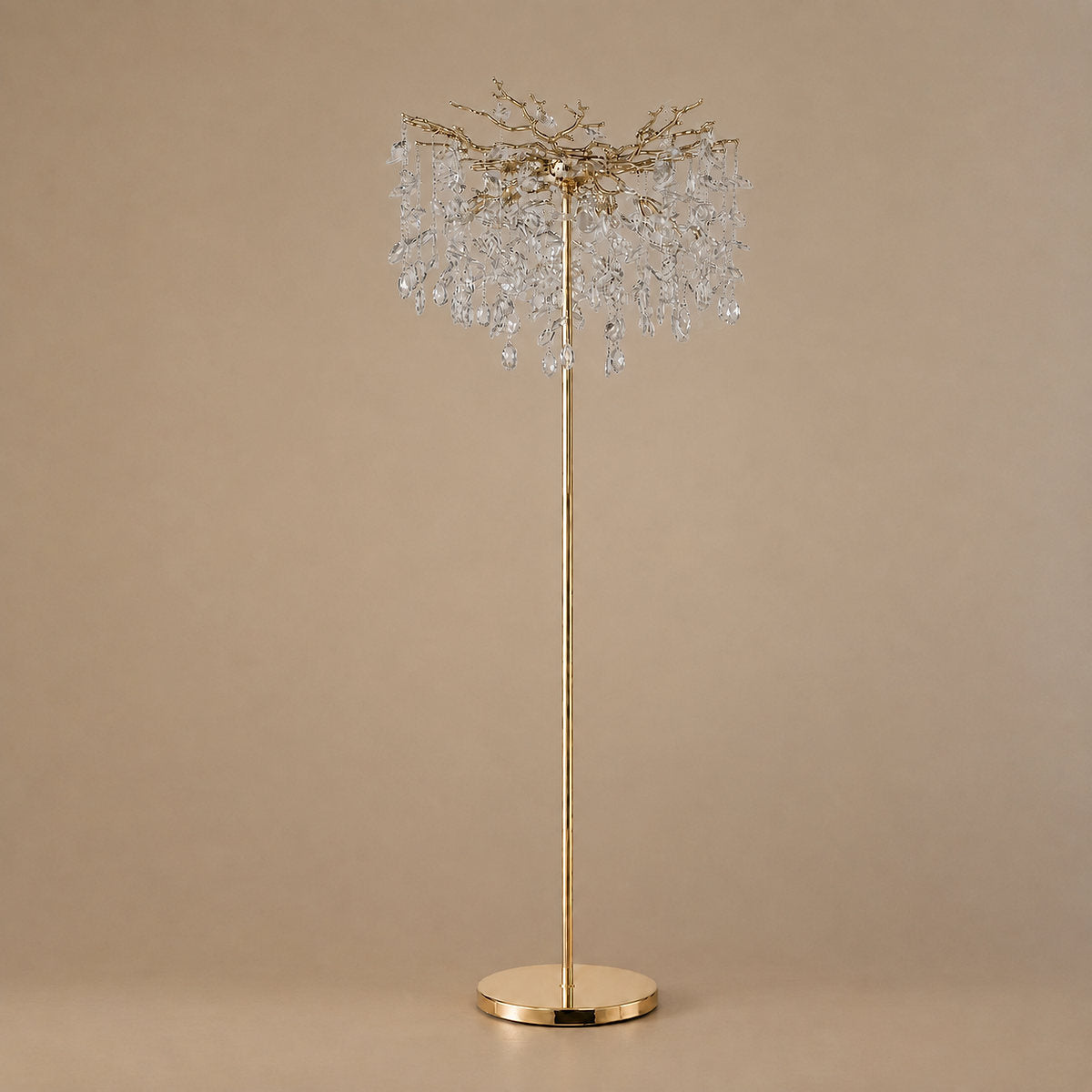 Tricolordeer Gold K9 Crystal Sculptural Floor Light