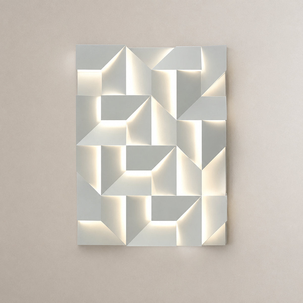 Shadows Grand Wall Lamp, L 11.8-Inch, White & Wired version, Wired & Warm Light for Living Room