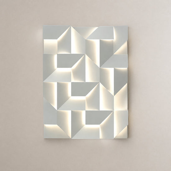 Shadows Grand Wall Lamp, L 11.8-Inch, White & Wired version, Wired & Warm Light for Living Room
