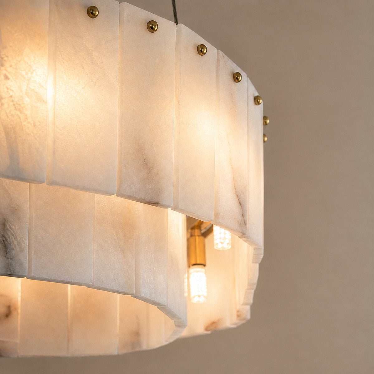 Tricolordeer Eight-Light Marble Drum Chandelier