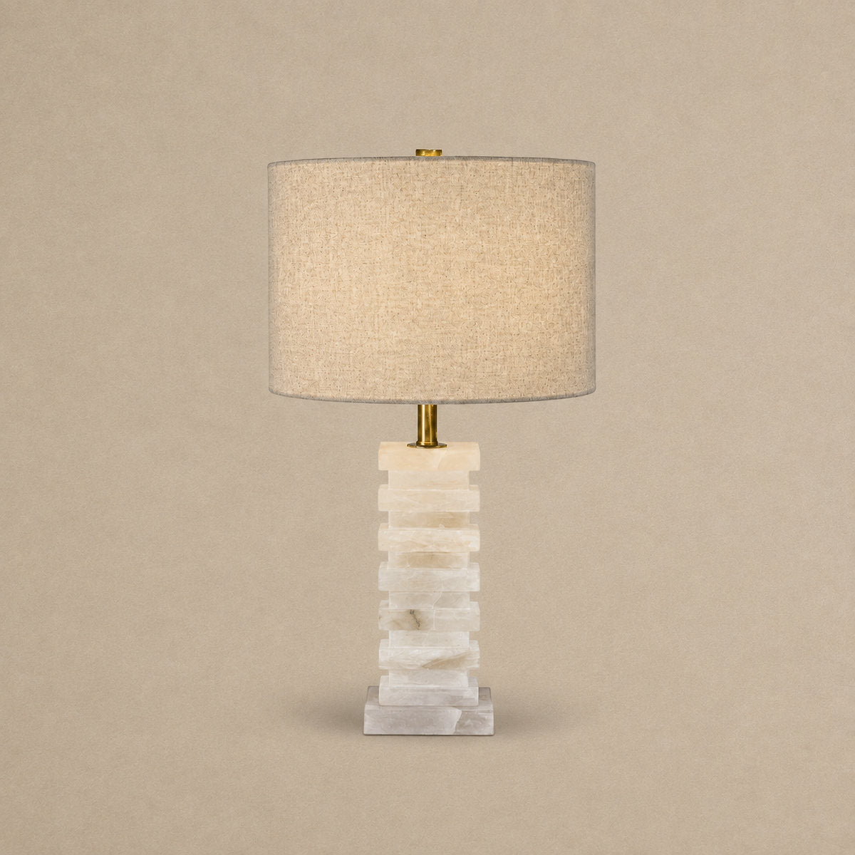 Tricolordeer Geometric Alabaster and Fabric Table Lamp