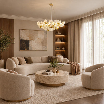 Linear Ginkgo Chandelier – Ceramic-Like Matte Finish