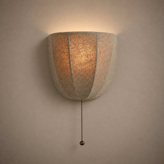 Sienna Linen Wall Lamp, 7.1-Inch x H 6.3-Inch, Beige for Living Room