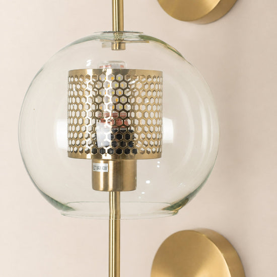 Chiswick Glass Wall Lamp, 5.1~9.8-Inch x H 21.6~30.7-Inch, Copper plating for Living Room & Dining Room