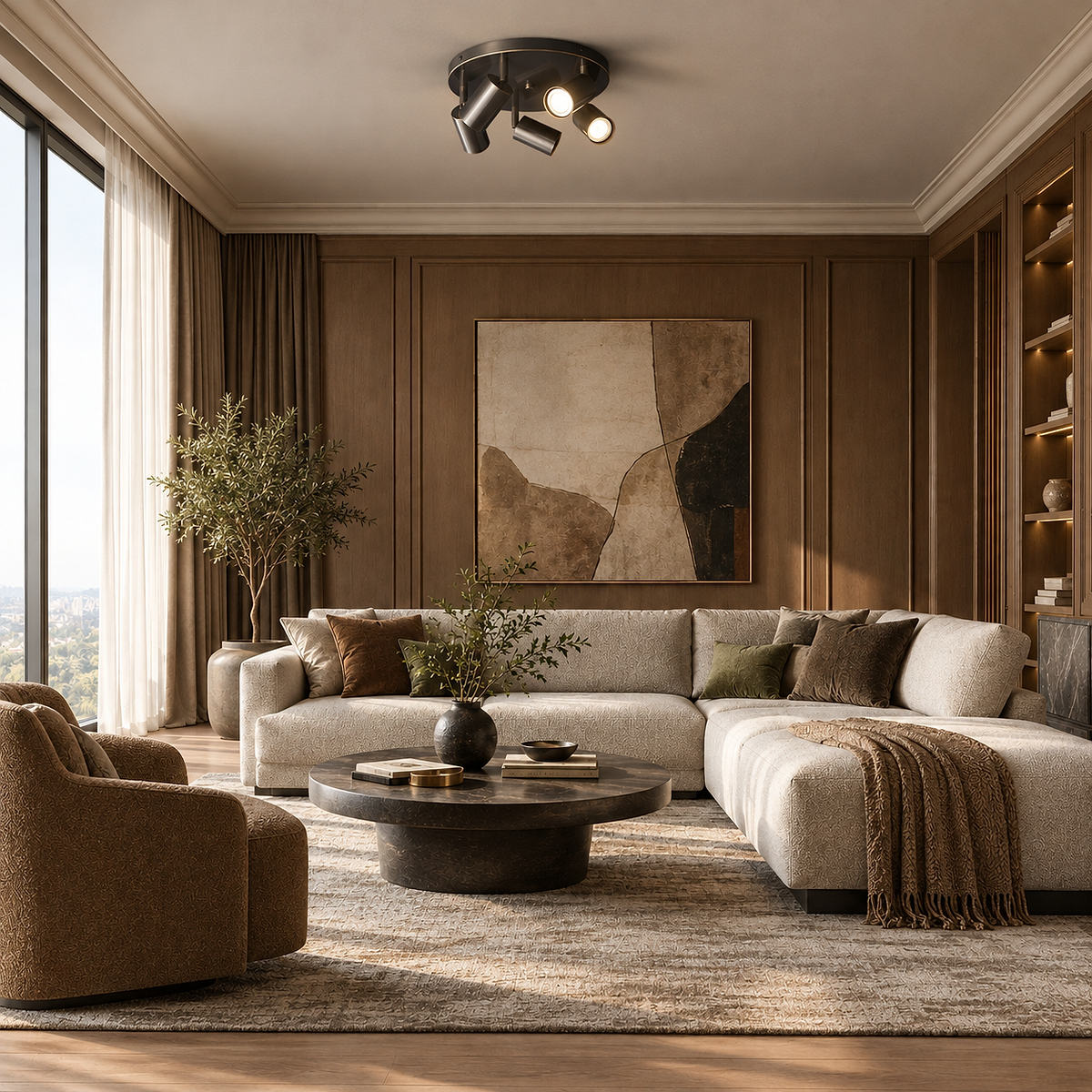 Barrel-Inspired Round Ceiling Light