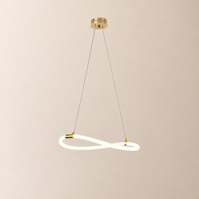 Sculptural Curved Linear and Round LED Chandelier