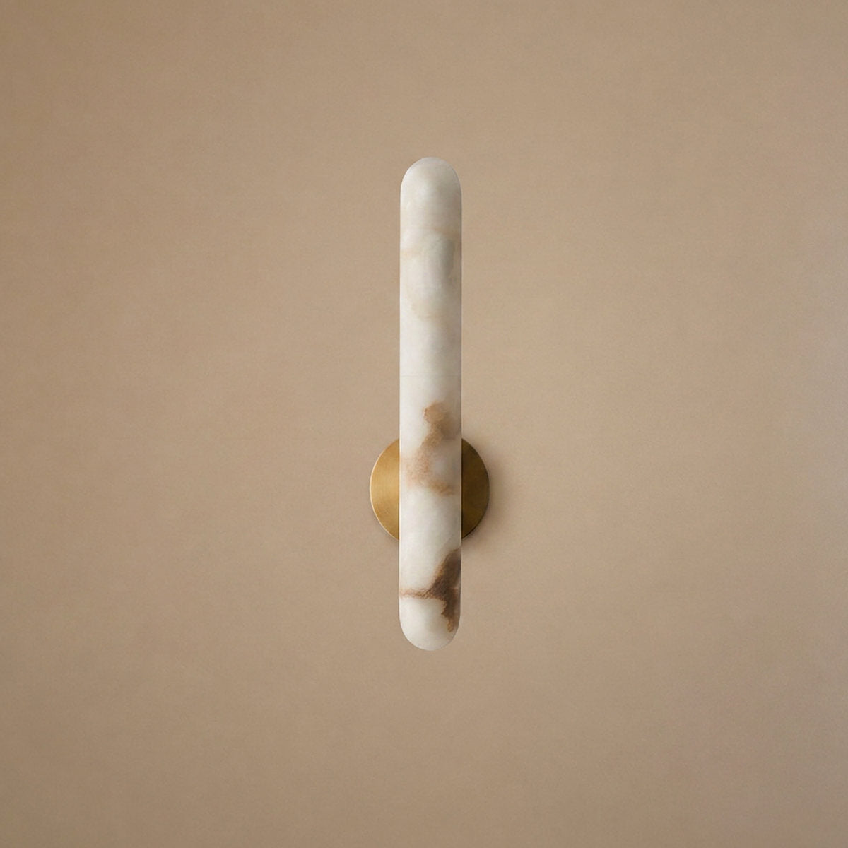 Alabaster Rod Wall Lamp, 1.9-Inch x H 15.7~23.6-Inch, Brass & White, Warm Light for Living Room & Dining Room