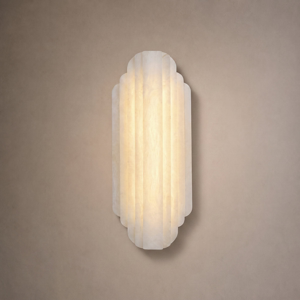 Estelle Alabaster Wall Lamp, 7.9-Inch x H 19.7-Inch, White, Warm Light for Living Room & Dining Room