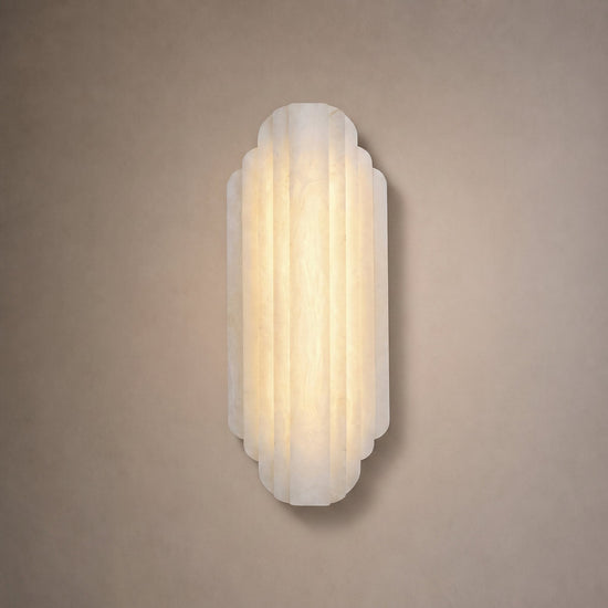 Estelle Alabaster Wall Lamp, 7.9-Inch x H 19.7-Inch, White, Warm Light for Living Room & Dining Room