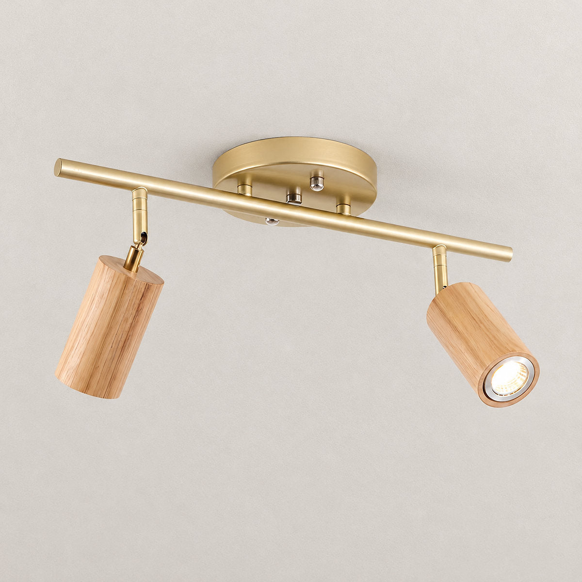 Tricolordeer Gold Brass Ceiling Light: Walnut Wood, 1–4 Heads