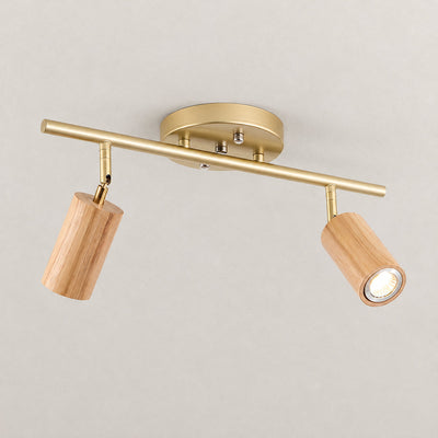 Tricolordeer Gold Brass Ceiling Light: Walnut Wood, 1–4 Heads