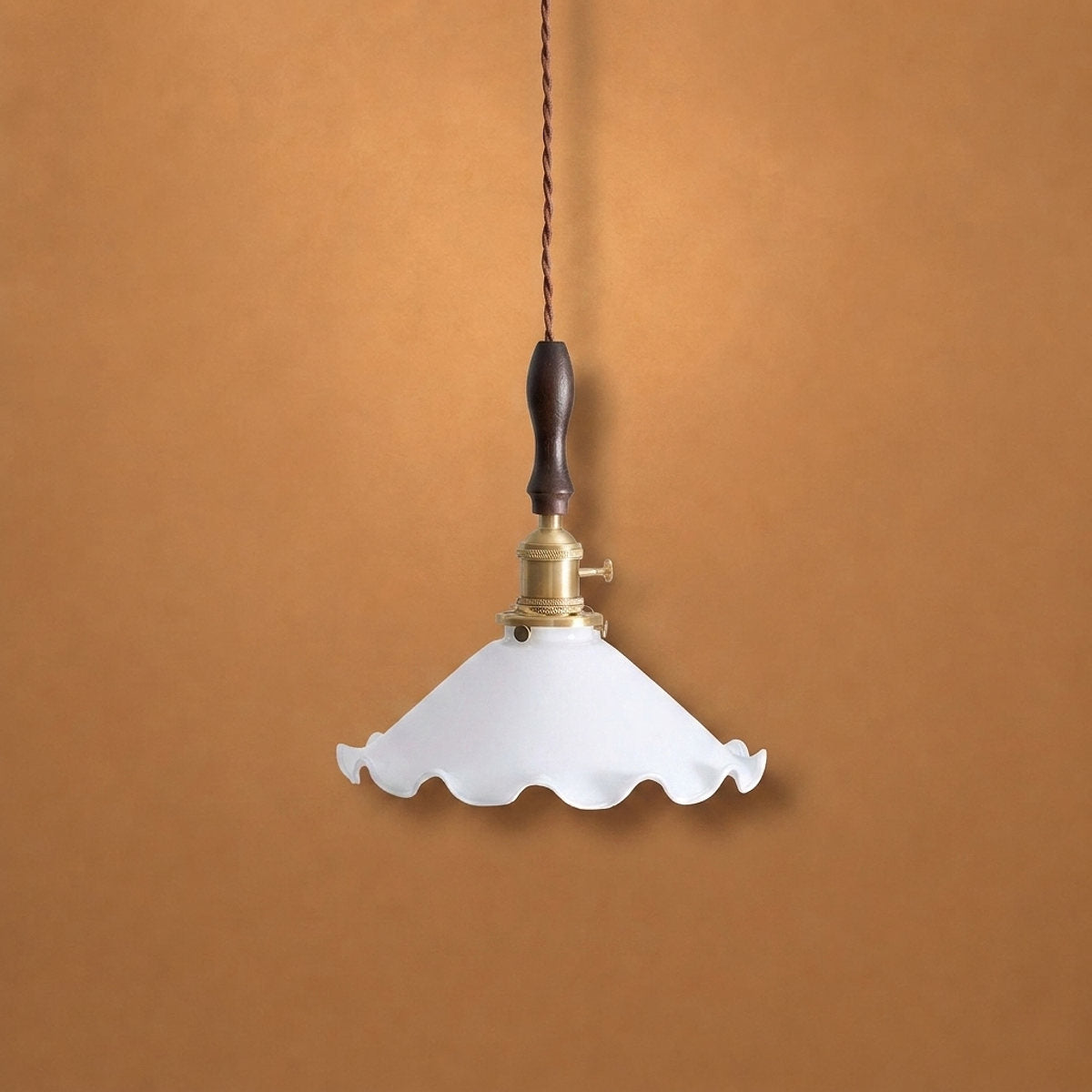 Modern Walnut and Brass Pendant Light